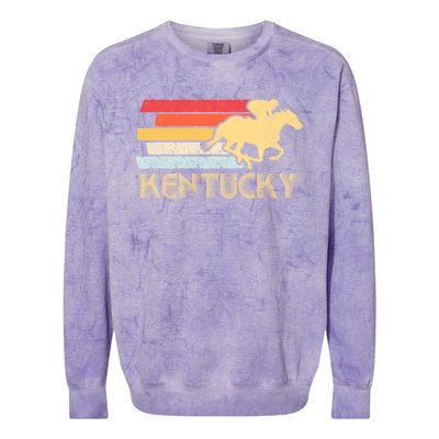 Vintage Kentucky Retro Horse Racing Derby Gift Colorblast Crewneck Sweatshirt