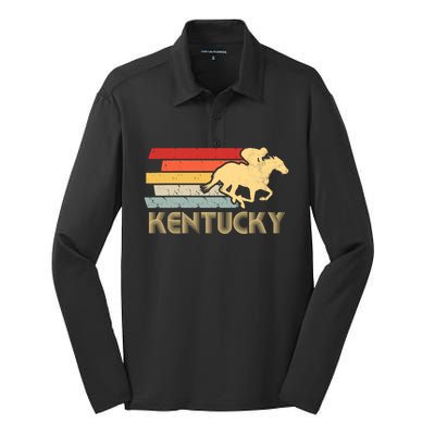 Vintage Kentucky Retro Horse Racing Derby Gift Silk Touch Performance Long Sleeve Polo