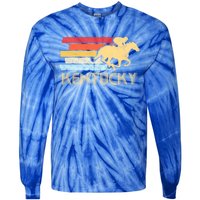 Vintage Kentucky Retro Horse Racing Derby Gift Tie-Dye Long Sleeve Shirt