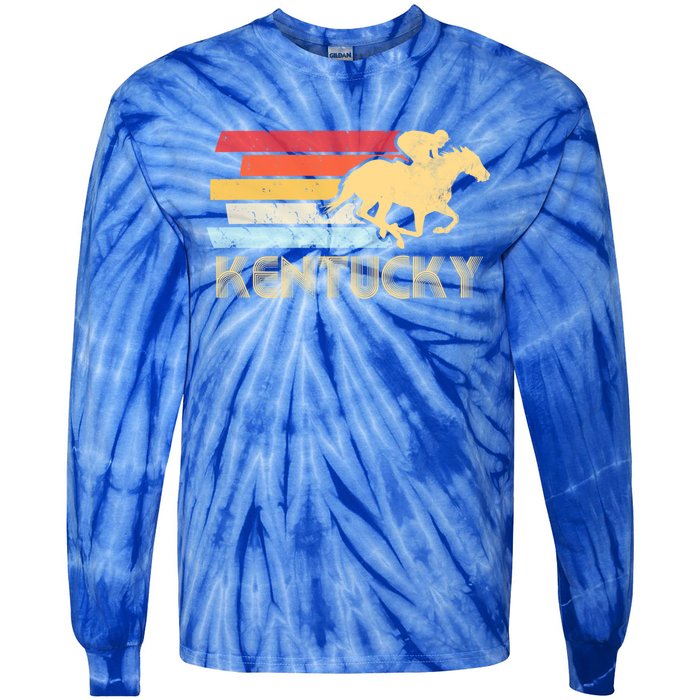 Vintage Kentucky Retro Horse Racing Derby Gift Tie-Dye Long Sleeve Shirt