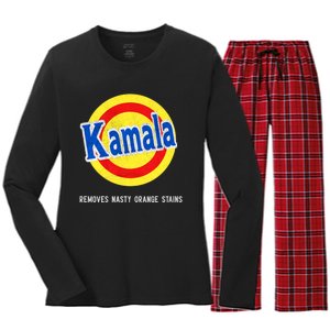 Vote Kamala Removes Nasty Orange Stains Funny Women's Long Sleeve Flannel Pajama Set 