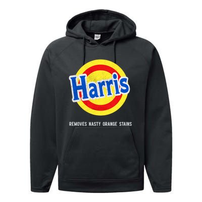 Vote Kamala Removes Nasty Orange Stains Funny Performance Fleece Hoodie