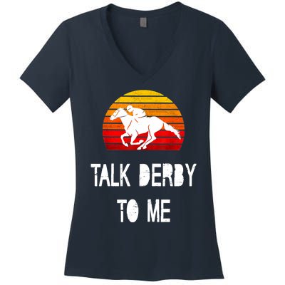 Vintage Kentucky Retro Horse Racing Derby Day Women's V-Neck T-Shirt