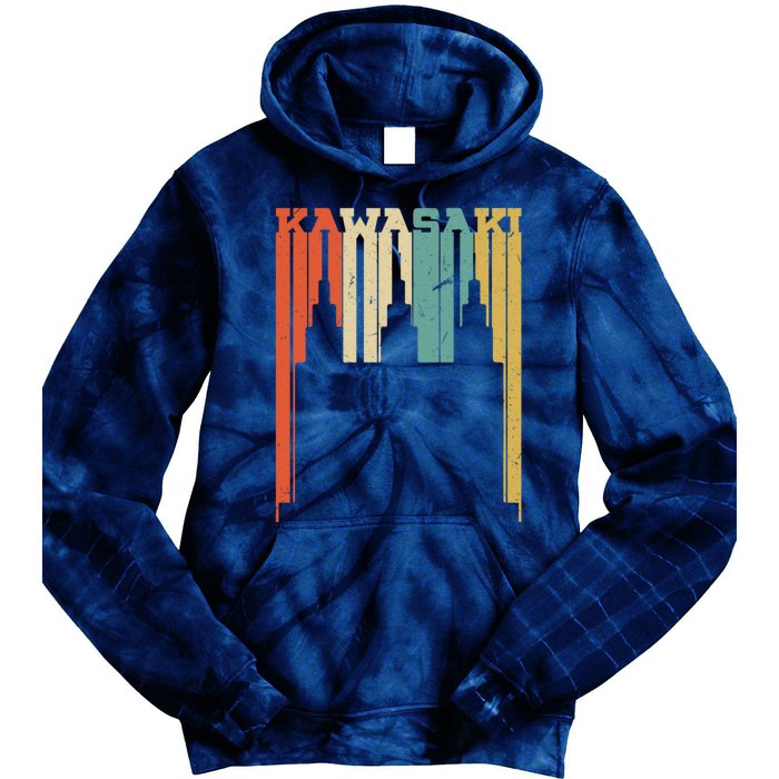 Vintage Kawasaki Skyline Silhouette Tie Dye Hoodie