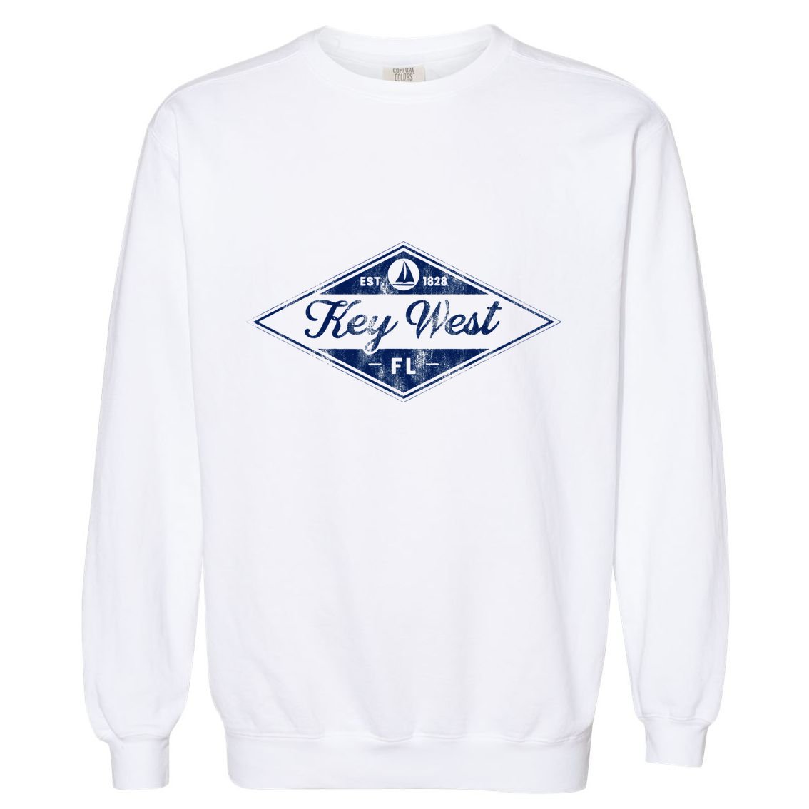 Vintage Key West Florida Keys Established 1828 Beach Boating Garment-Dyed Sweatshirt