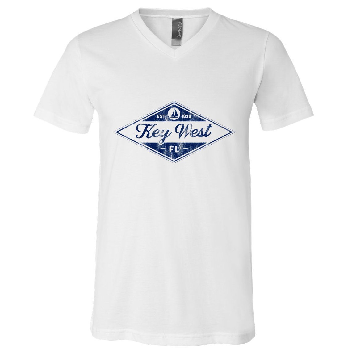 Vintage Key West Florida Keys Established 1828 Beach Boating V-Neck T-Shirt