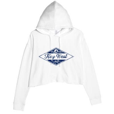 Vintage Key West Florida Keys Established 1828 Beach Boating Crop Fleece Hoodie