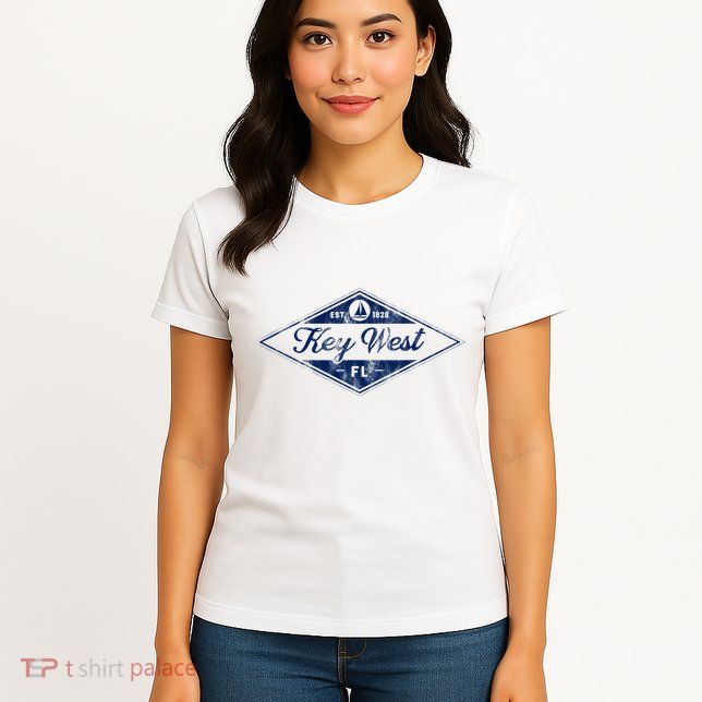 Vintage Key West Florida Keys Established 1828 Beach Boating Womens T-Shirt