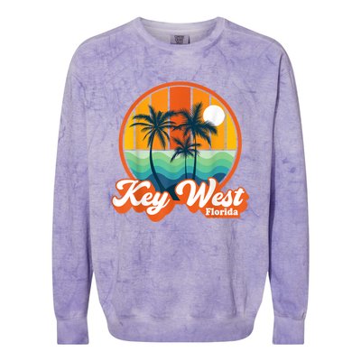 Vintage Key West Florida Keys Retro 70s Beach Vacation Colorblast Crewneck Sweatshirt