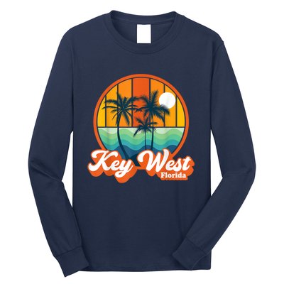 Vintage Key West Florida Keys Retro 70s Beach Vacation Long Sleeve Shirt