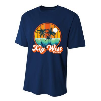 Vintage Key West Florida Keys Retro 70s Beach Vacation Performance Sprint T-Shirt