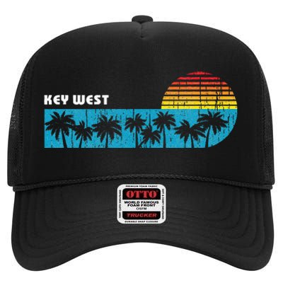 Vintage Key West Florida Keys Vacation Souvenir High Crown Mesh Back Trucker Hat