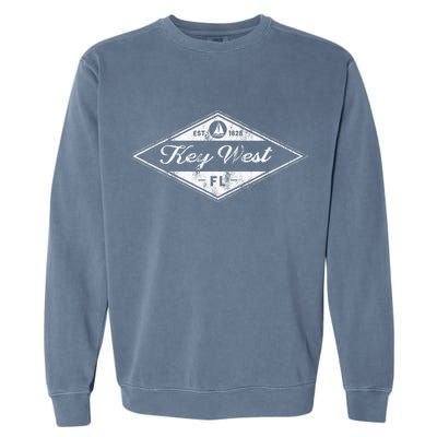 Vintage Key West Florida Keys Established 1828 Beach Boating Garment-Dyed Sweatshirt