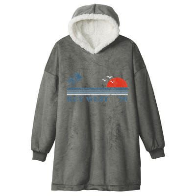 Vintage Key West Florida Beach Retro Sunset Keys 70S Gift Hooded Wearable Blanket