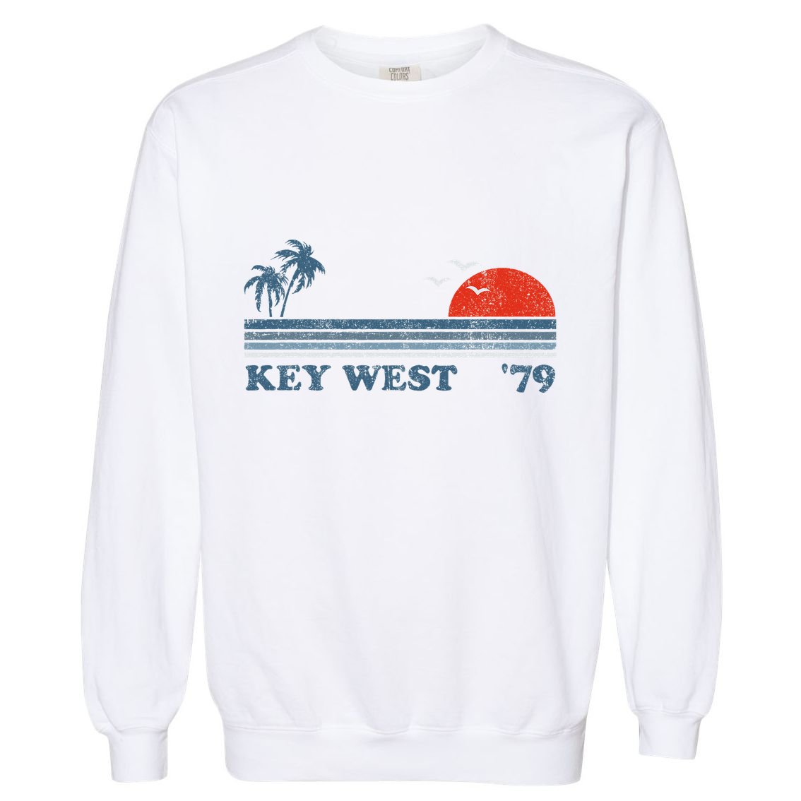 Vintage Key West Florida Beach Retro Sunset Keys 70S Gift Garment-Dyed Sweatshirt
