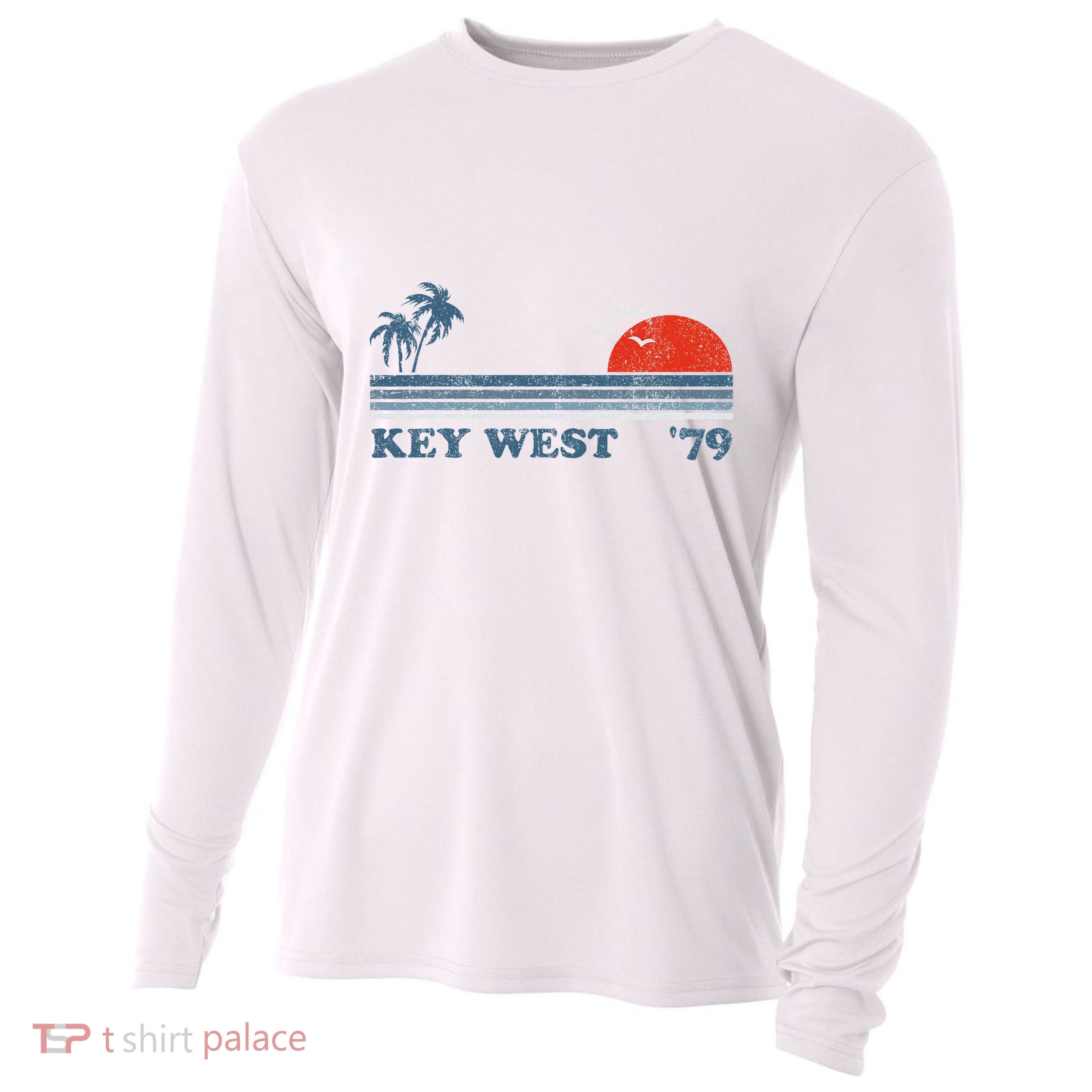 Vintage Key West Florida Beach Retro Sunset Keys 70S Gift Cooling Performance Long Sleeve Crew