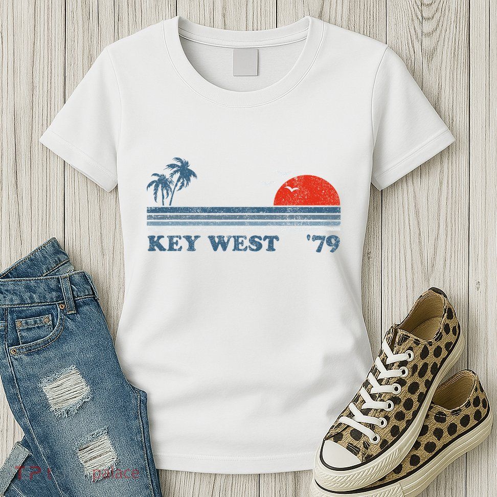 Vintage Key West Florida Beach Retro Sunset Keys 70S Gift Womens T-Shirt