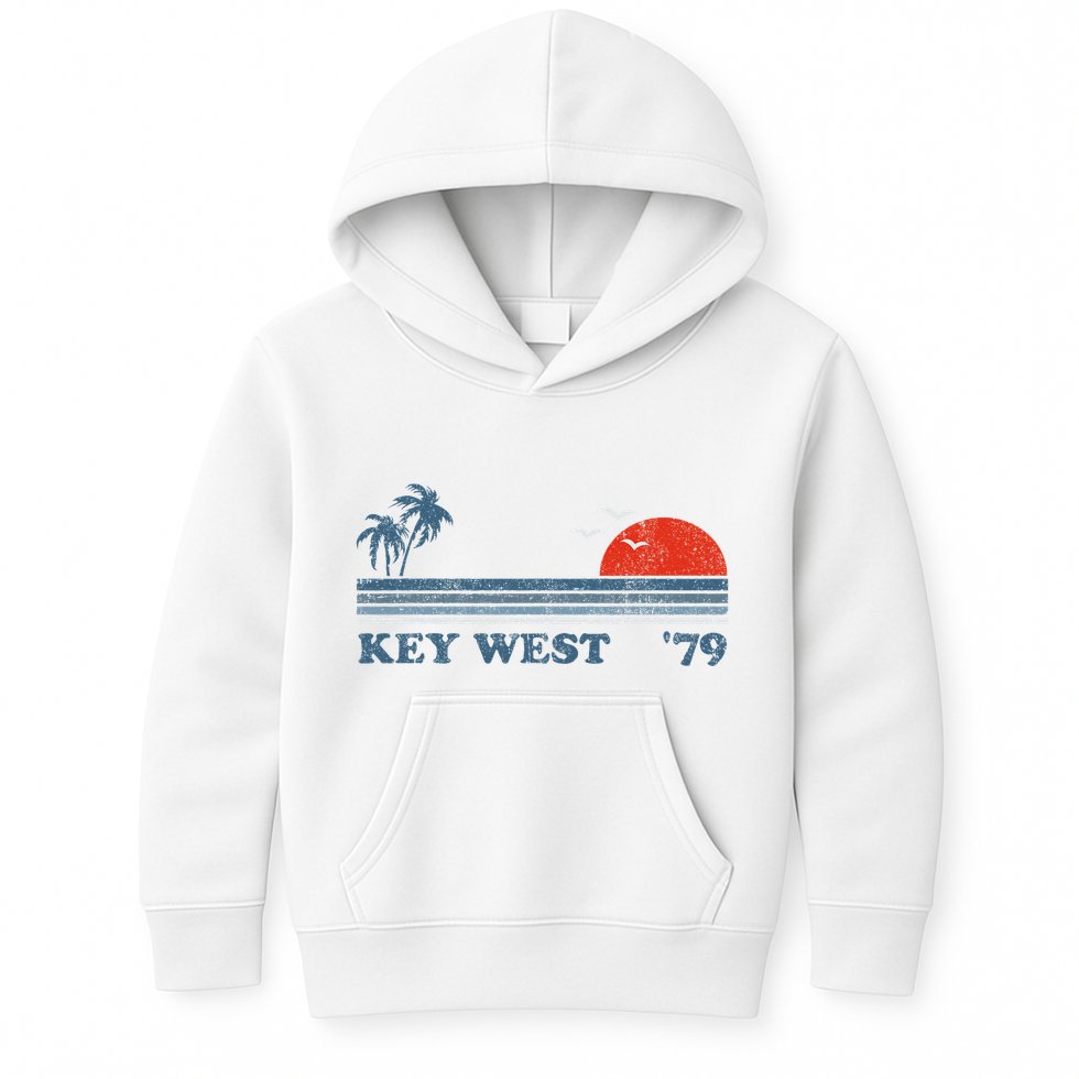 Vintage Key West Florida Beach Retro Sunset Keys 70S Gift Kids Hoodie
