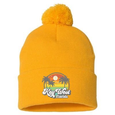 Vintage Key West Florida Keys Retro 70's Beach Vacation Gift Pom Pom 12in Knit Beanie