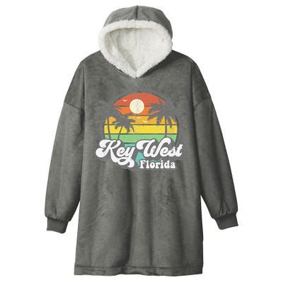 Vintage Key West Florida Keys Retro 70's Beach Vacation Gift Hooded Wearable Blanket