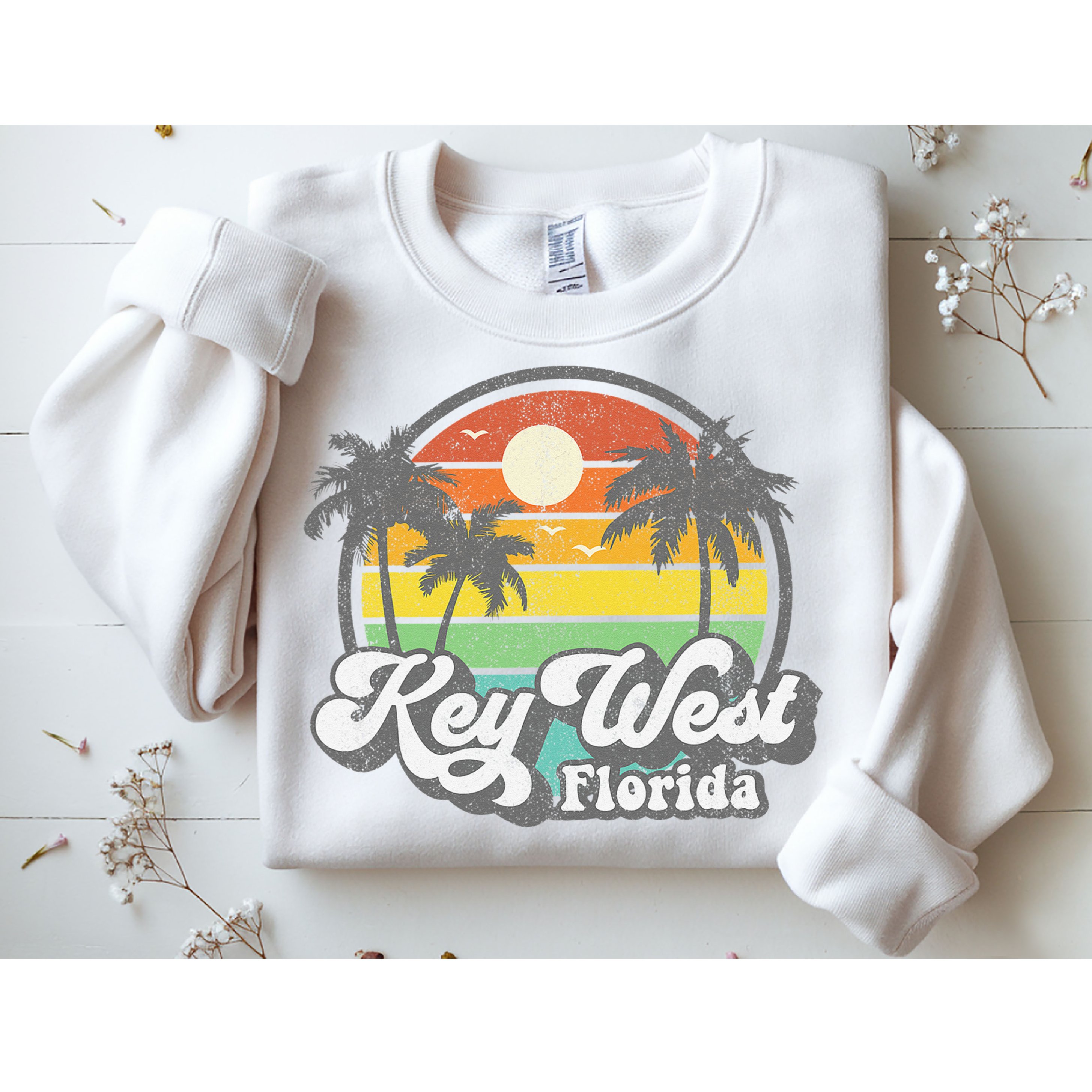 Vintage Key West Florida Keys Retro 70's Beach Vacation Gift Sweatshirt