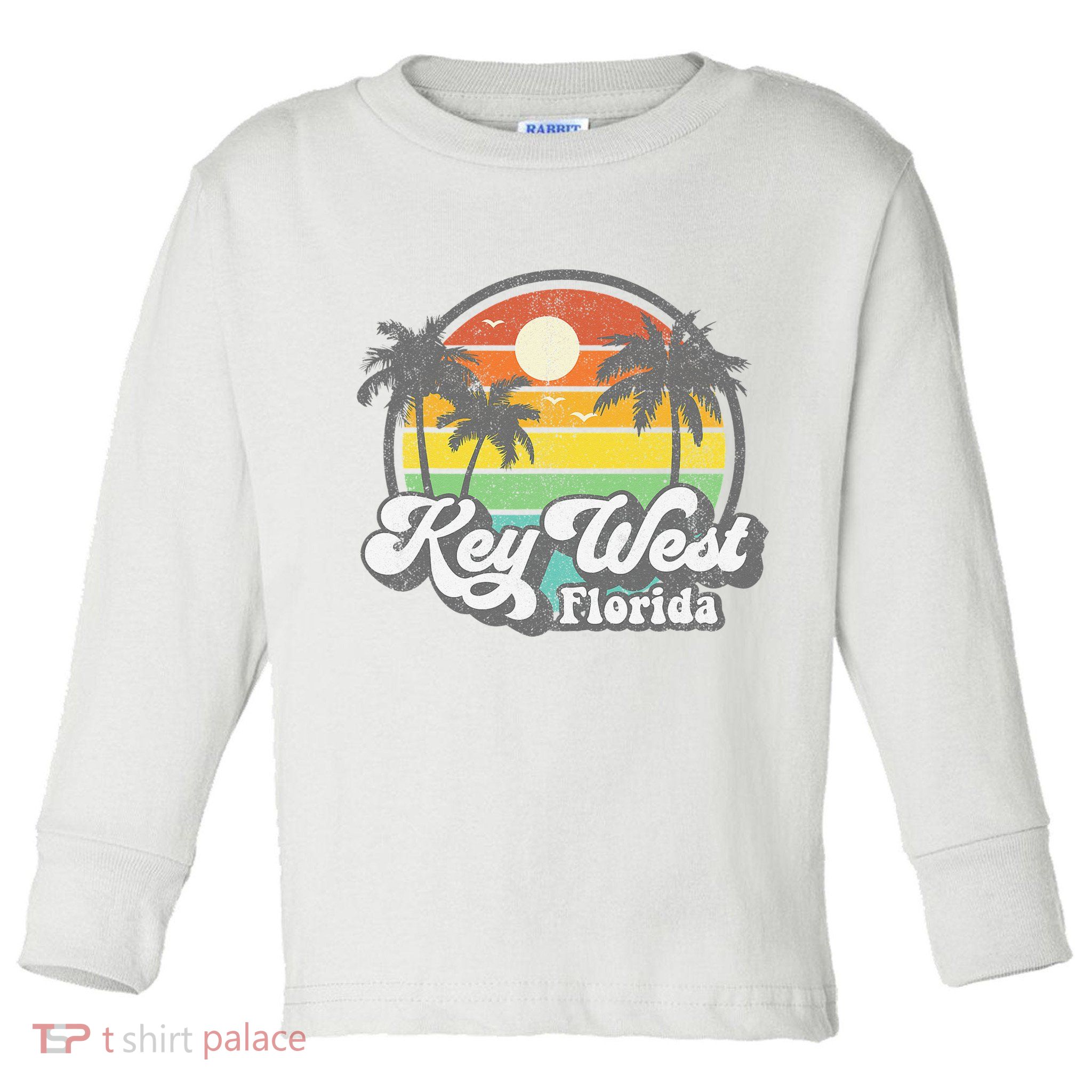 Vintage Key West Florida Keys Retro 70's Beach Vacation Gift Toddler Long Sleeve Shirt