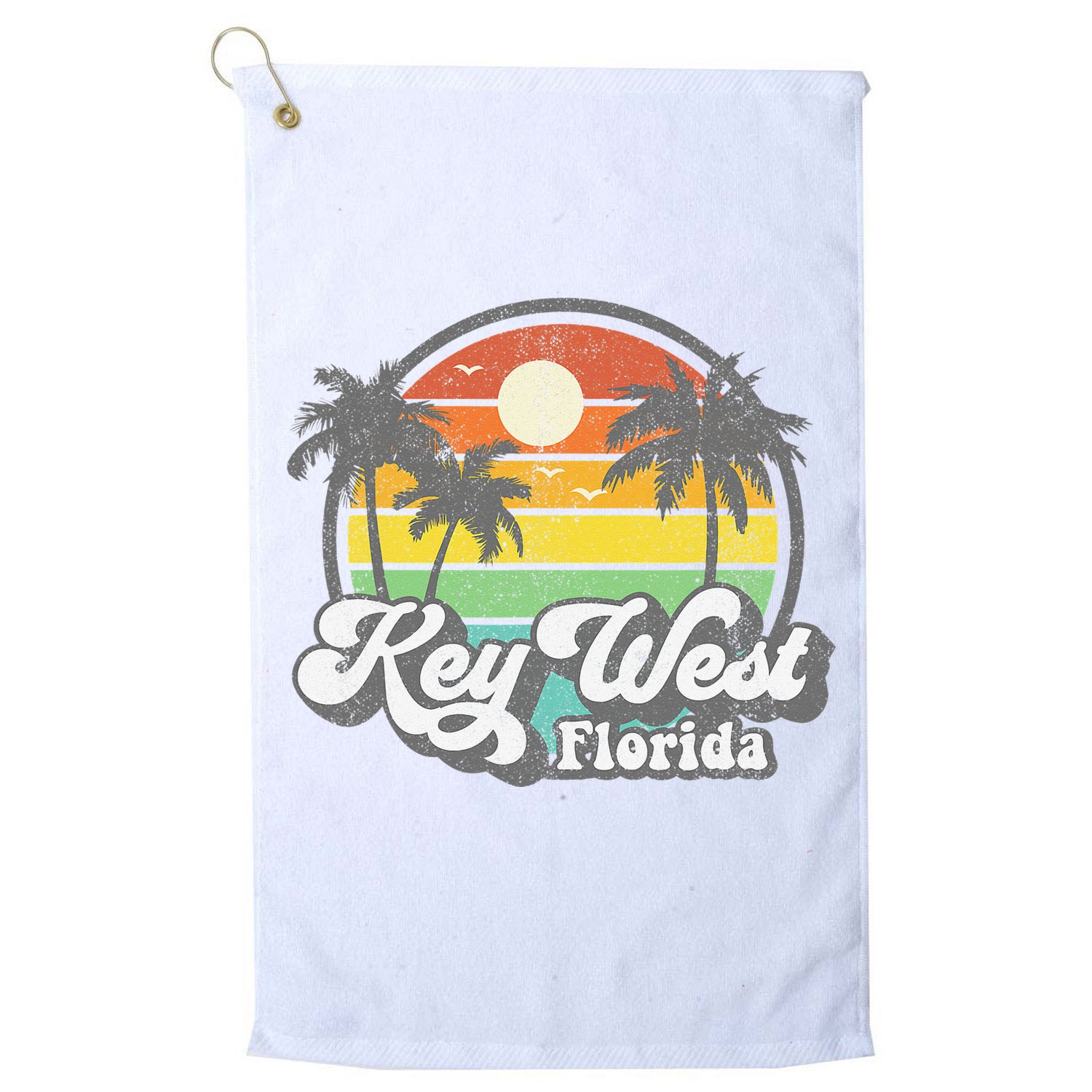 Vintage Key West Florida Keys Retro 70's Beach Vacation Gift Golf Towel