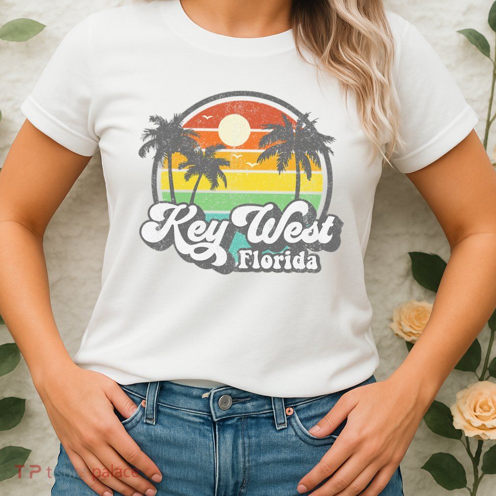 Vintage Key West Florida Keys Retro 70's Beach Vacation Gift Womens T-Shirt