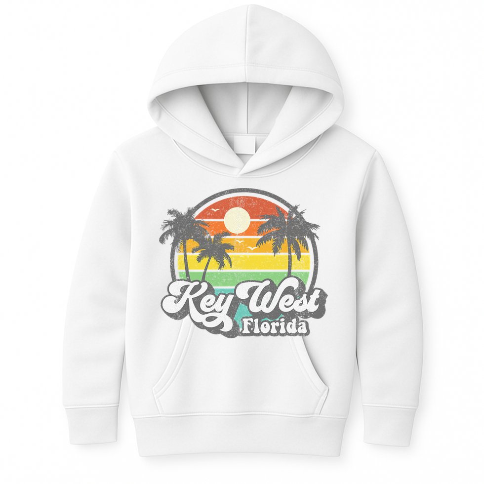 Vintage Key West Florida Keys Retro 70's Beach Vacation Gift Kids Hoodie