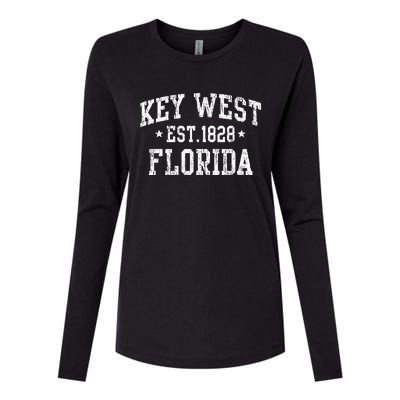 Vintage Key West Florida Keys Retro Distressed Varsity Womens Cotton Relaxed Long Sleeve T-Shirt