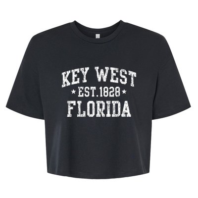 Vintage Key West Florida Keys Retro Distressed Varsity Bella+Canvas Jersey Crop Tee