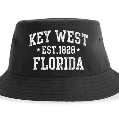 Vintage Key West Florida Keys Retro Distressed Varsity Sustainable Bucket Hat