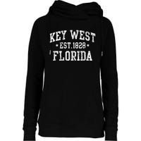 Vintage Key West Florida Keys Retro Distressed Varsity Womens Funnel Neck Pullover Hood