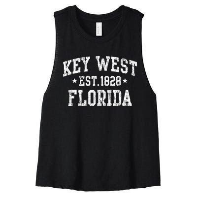 Vintage Key West Florida Keys Retro Distressed Varsity Women's Racerback Cropped Tank