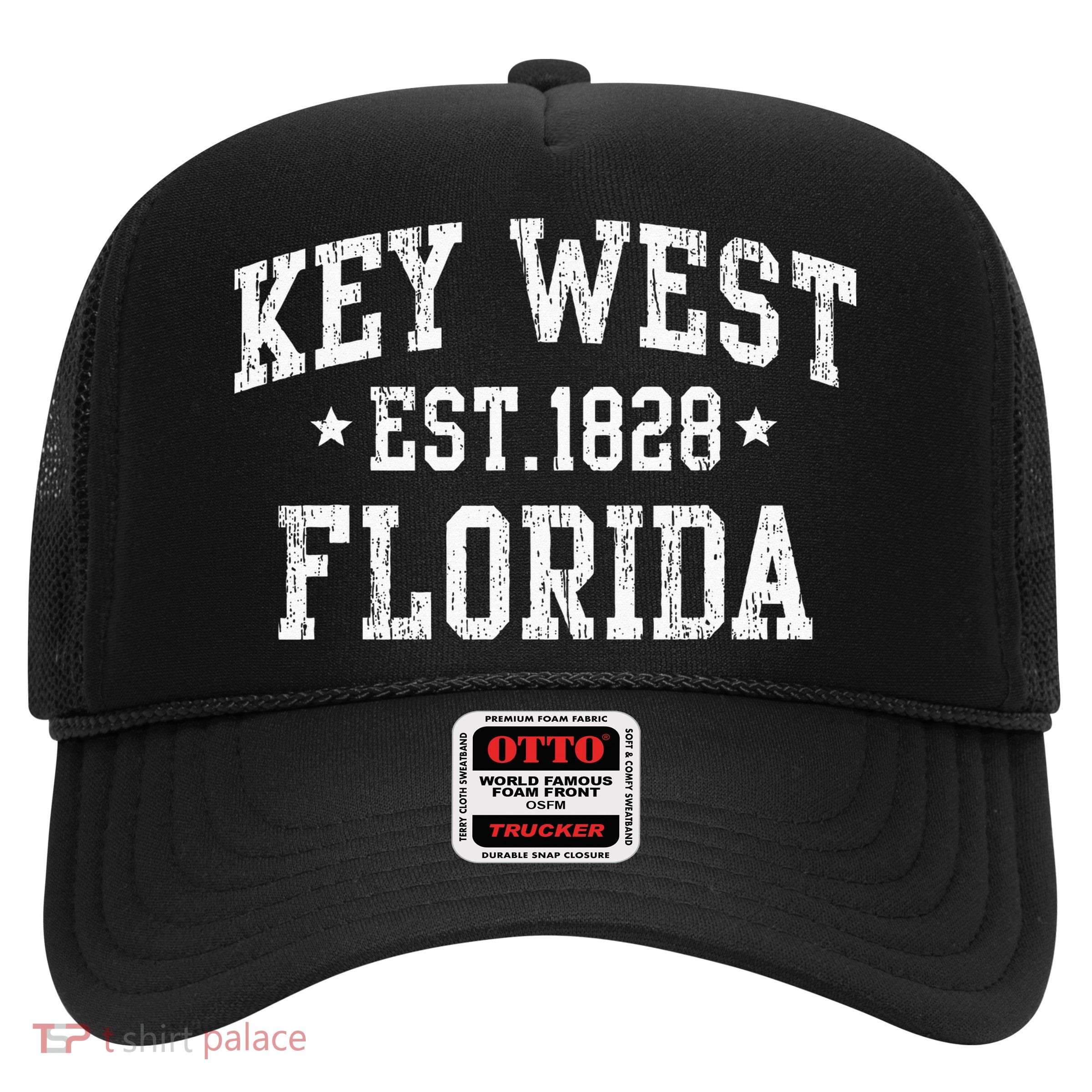 Vintage Key West Florida Keys Retro Distressed Varsity Trucker Hat