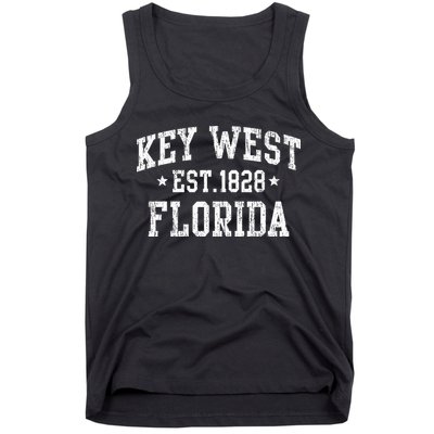Vintage Key West Florida Keys Retro Distressed Varsity Tank Top