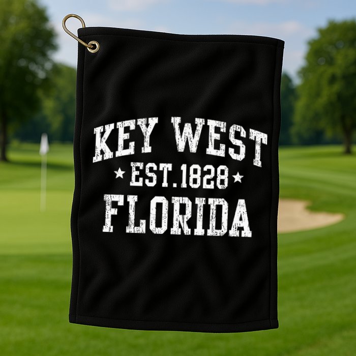Vintage Key West Florida Keys Retro Distressed Varsity Golf Towel