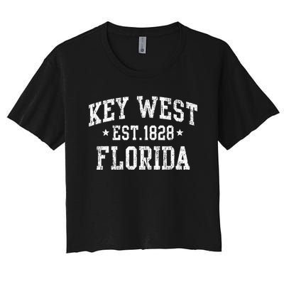 Vintage Key West Florida Keys Retro Distressed Varsity Women's Crop Top Tee