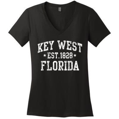 Vintage Key West Florida Keys Retro Distressed Varsity Women's V-Neck T-Shirt