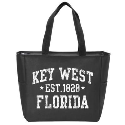 Vintage Key West Florida Keys Retro Distressed Varsity Zip Tote Bag