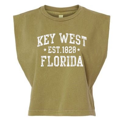 Vintage Key West Florida Keys Retro Distressed Varsity Garment-Dyed Women's Muscle Tee