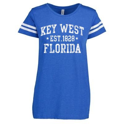 Vintage Key West Florida Keys Retro Distressed Varsity Enza Ladies Jersey Football T-Shirt