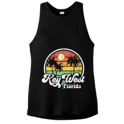 Vintage Key West Florida Keys Retro 70S Beach Ladies PosiCharge Tri-Blend Wicking Tank