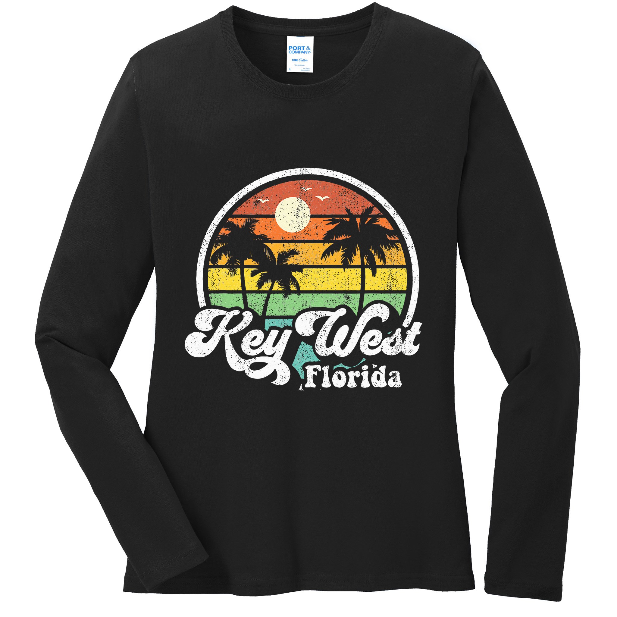 Vintage Key West Florida Keys Retro 70S Beach Ladies Long Sleeve Shirt