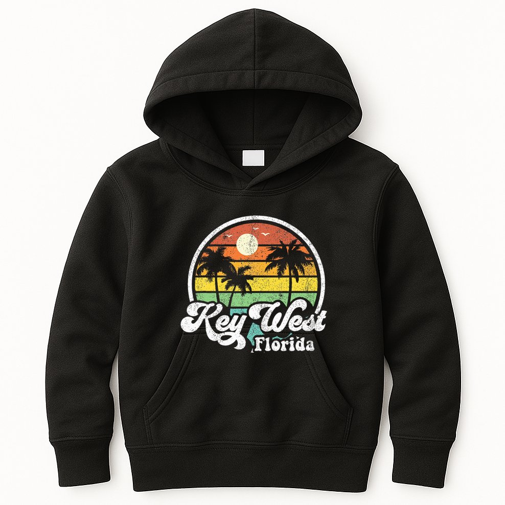 Vintage Key West Florida Keys Retro 70S Beach Kids Hoodie
