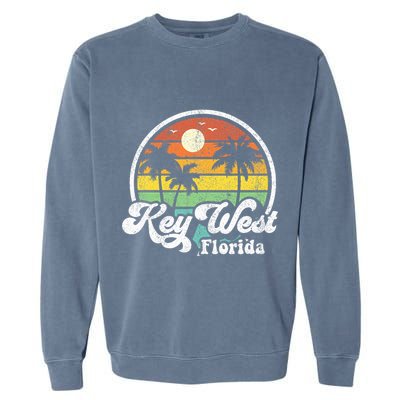 Vintage Key West Florida Keys Retro 70S Beach Garment-Dyed Sweatshirt