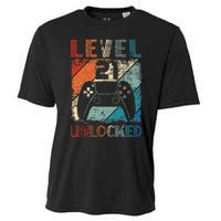 Vintage Level 21 Unlocked Video Gamer 21st Birthday Cooling Performance Crew T-Shirt