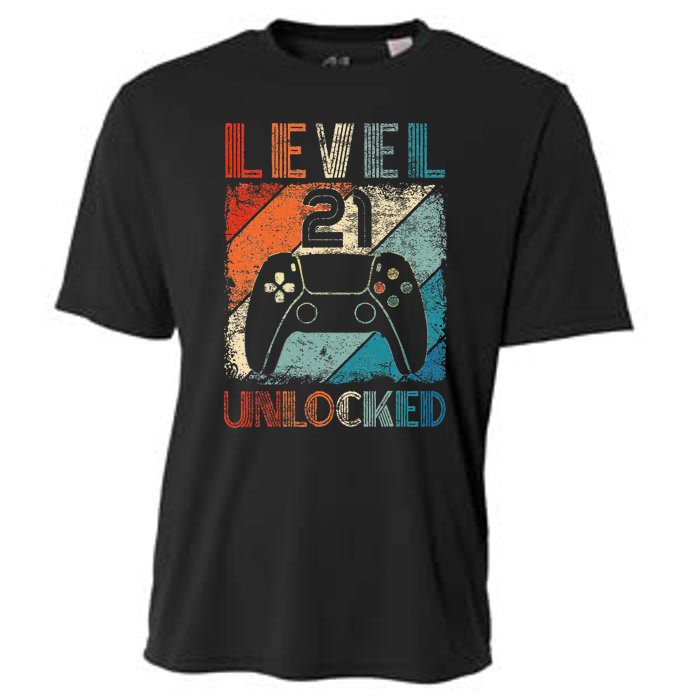 Vintage Level 21 Unlocked Video Gamer 21st Birthday Cooling Performance Crew T-Shirt