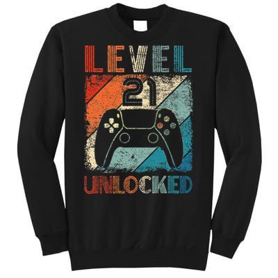 Vintage Level 21 Unlocked Video Gamer 21st Birthday Sweatshirt