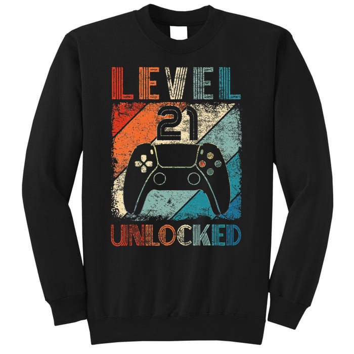 Vintage Level 21 Unlocked Video Gamer 21st Birthday Sweatshirt